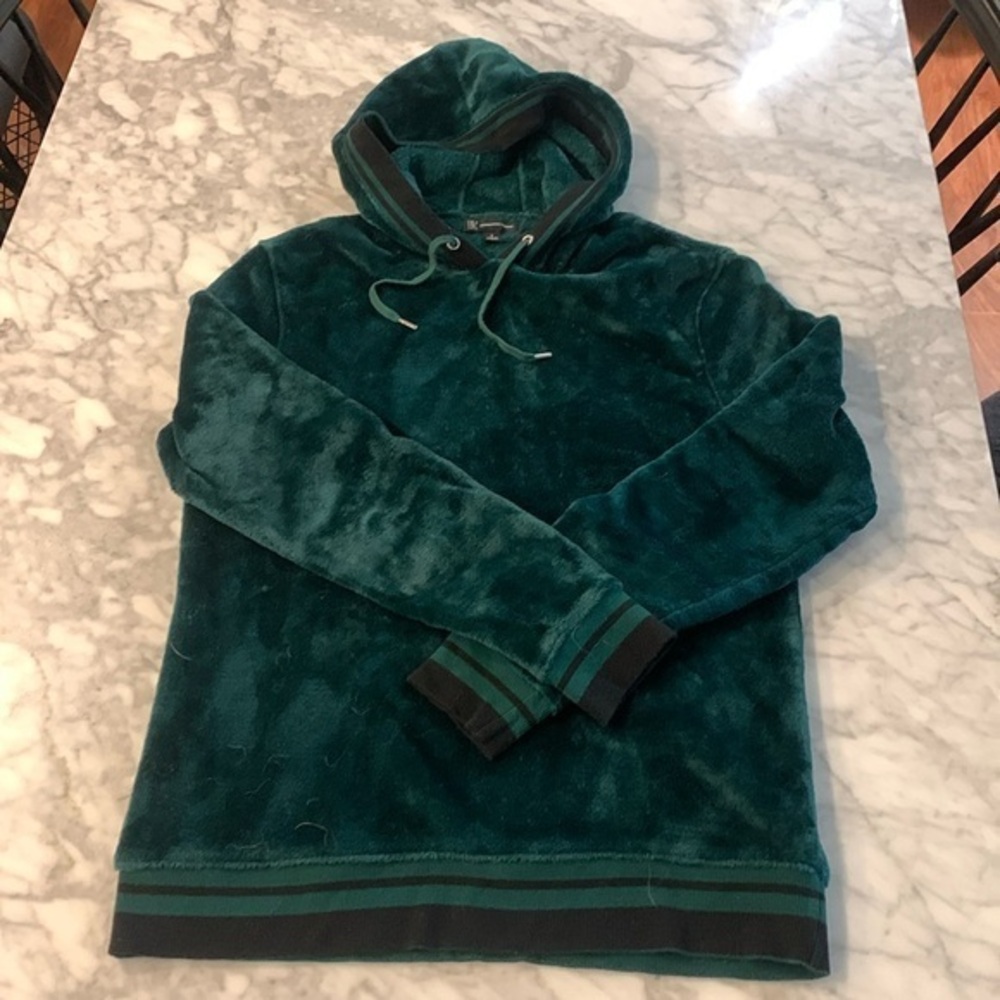 Macy’s INC fleece hoodie green/black size small